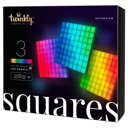 Twinkly - LOT 3xLED RGB Panneau à intensité variable SQUARES 64xLED 16x16 cm Wi-Fi