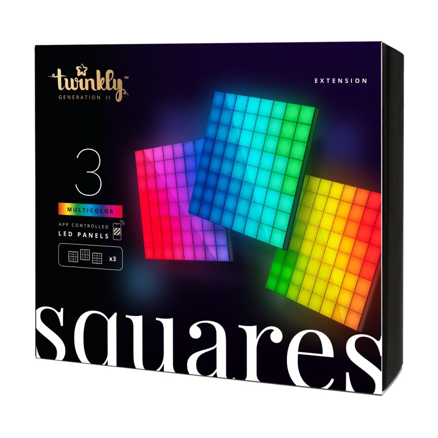 Twinkly - LOT 3xLED RGB Panneau à intensité variable SQUARES 64xLED 16x16 cm Wi-Fi