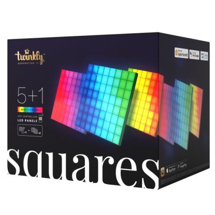 Twinkly - LOT 6xLED RGB Panneau à intensité variable SQUARES 64xLED 16x16 cm Wi-Fi