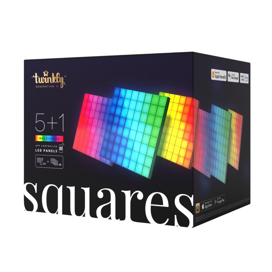 Twinkly - LOT 6xLED RGB Panneau à intensité variable SQUARES 64xLED 16x16 cm Wi-Fi