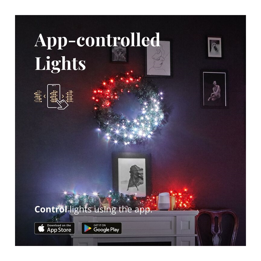 Twinkly - LED RGB À intensité variable Couronne de Noël PRE-LIT WREATH 50xLED d. 61cm Wi-Fi