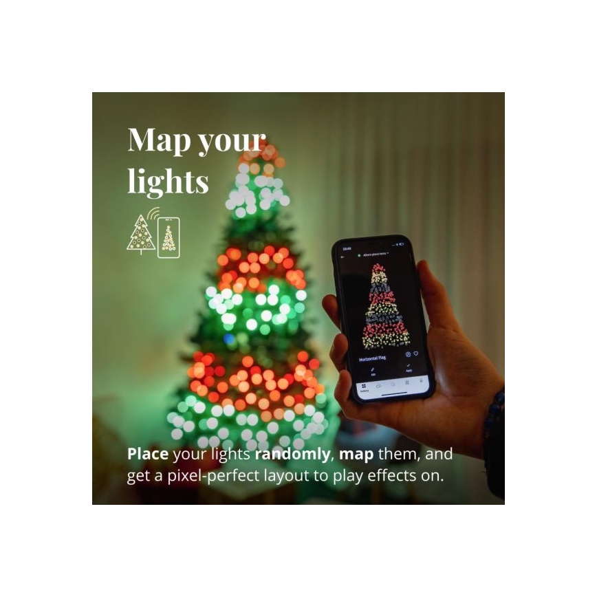 Twinkly TWS250SPP-TEU -Guirlande de noël LED RGBW extérieure STRINGS 250xLED 23,5m IP44 Wi-Fi