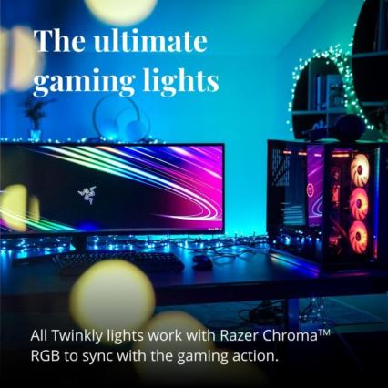 Twinkly - Guirlande lumineuse d'extérieur LED RGBW dimmable STRINGS, 250 LED, 23,5 m, IP44, Wi-Fi