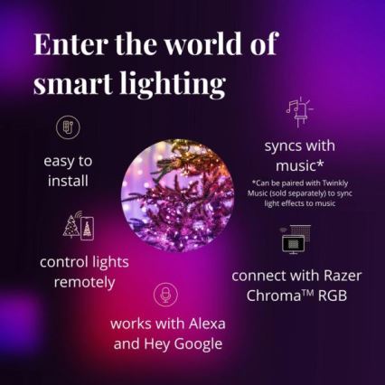 Twinkly - LED RGBW Dimbaar buitenlichtsnoer STRINGS 250xLED 23,5m IP44 Wi-Fi
