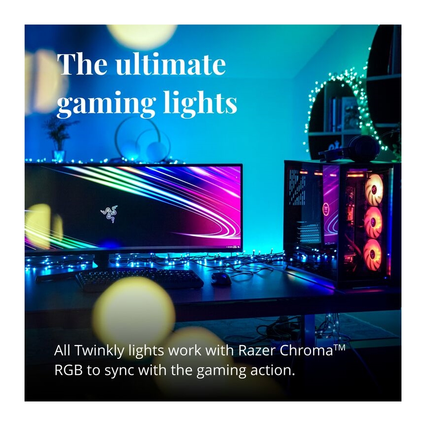 Twinkly - LED RGBW À intensité variable extérieur guirlande de Noël STRINGS 400xLED 35,5m IP44 Wi-Fi