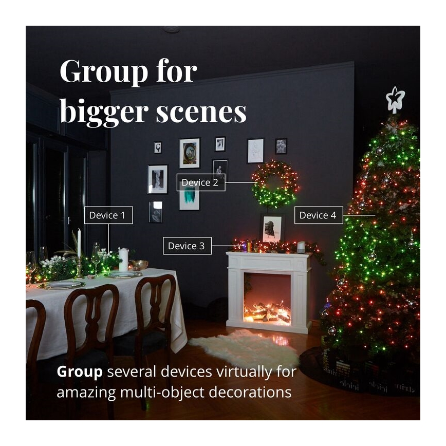 Twinkly - LED RGBW À intensité variable extérieur guirlande de Noël STRINGS 400xLED 35,5m IP44 Wi-Fi