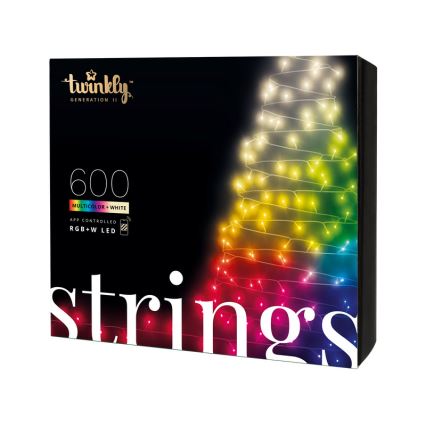 Twinkly - Guirlande de Noël LED RGBW à intensité variable extérieur STRINGS 600xLED 51,5m IP44 Wi-Fi