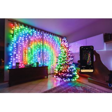 Twinkly - LED RGBW Dimbaar buitenshuis Kerst gordijn CURTAIN 210xLED 6,1m IP44 Wi-Fi