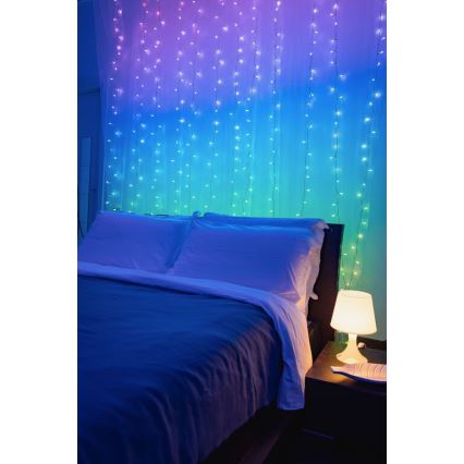 Twinkly - Rideau de Noël LED RGBW à intensité variable extérieur CURTAIN 210xLED 6,1m IP44 Wi-Fi