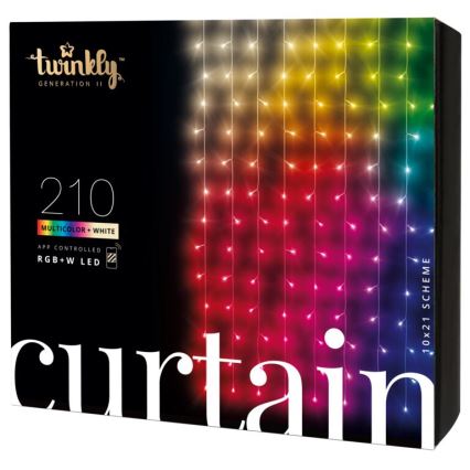 Twinkly - Rideau de Noël LED RGBW à intensité variable extérieur CURTAIN 210xLED 6,1m IP44 Wi-Fi