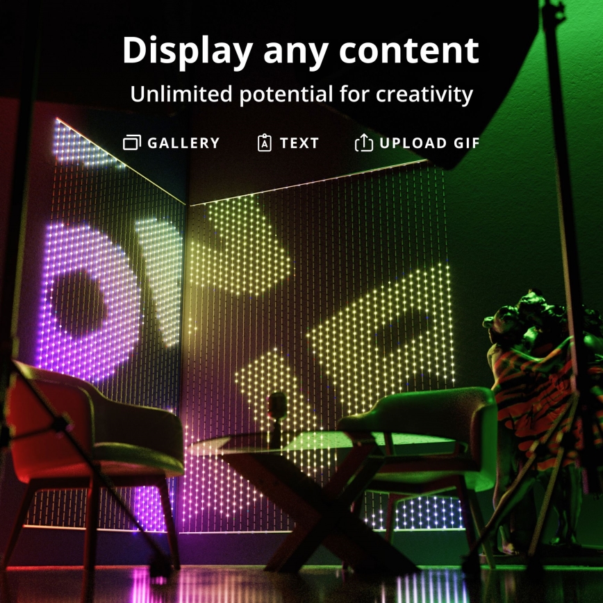 Twinkly - LED RGB Dimbaar Kerst gordijn MATRIX 480xLED 1x1 m Wi-Fi