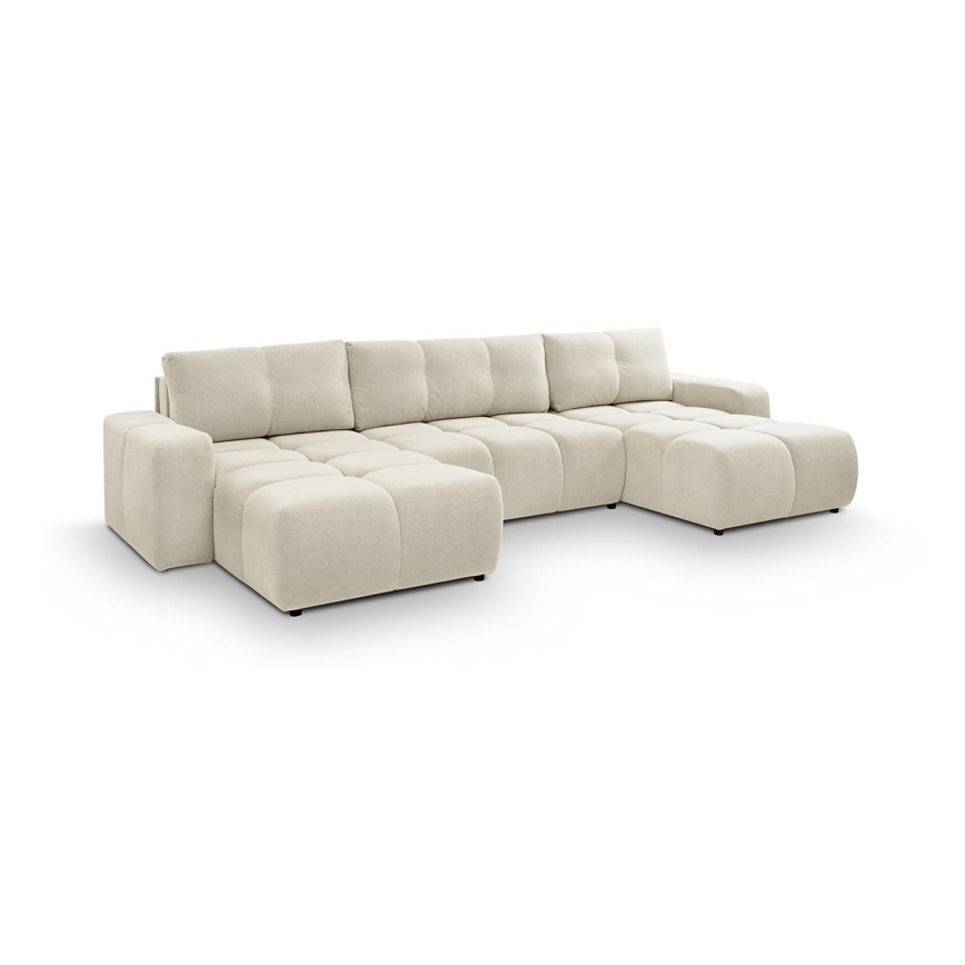 U-vormige gestoffeerde opvouwbare bank met opbergruimte ALMADA beige