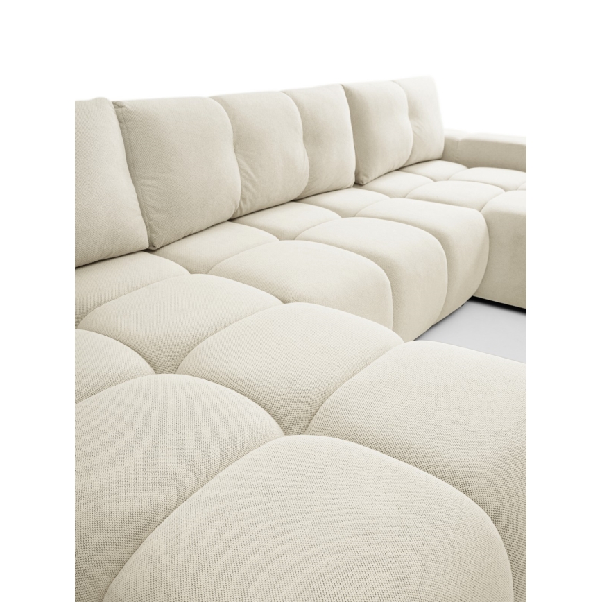 U-vormige gestoffeerde opvouwbare bank met opbergruimte ALMADA beige