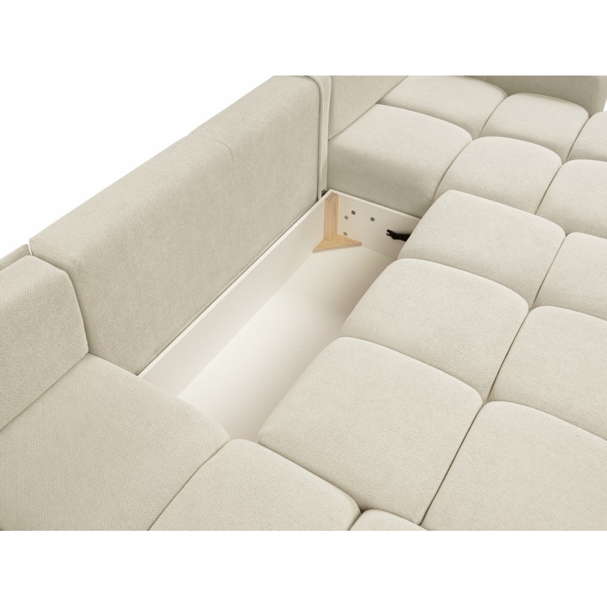 U-vormige gestoffeerde opvouwbare bank met opbergruimte ALMADA beige