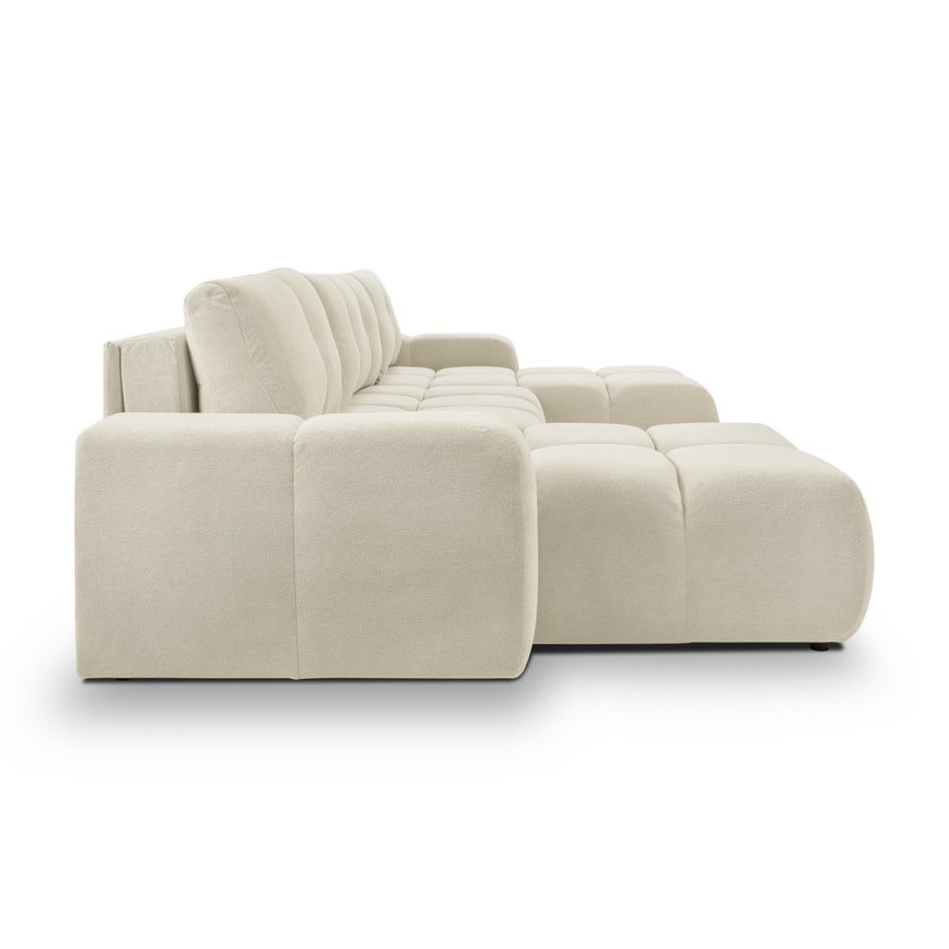 U-vormige gestoffeerde opvouwbare bank met opbergruimte ALMADA beige