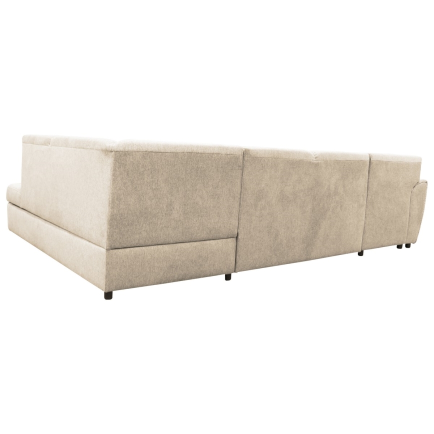 U-vormige gestoffeerde opvouwbare hoekbank SERPA rechts beige