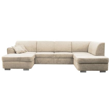 U-vormige gestoffeerde opvouwbare hoekbank SERPA rechts beige