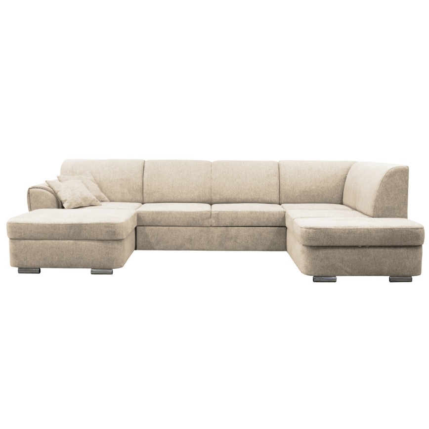 U-vormige gestoffeerde opvouwbare hoekbank SERPA rechts beige