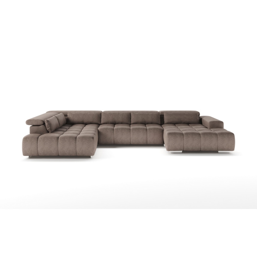 U-vormige hoekbank met hoofdsteunen TROPEA beige