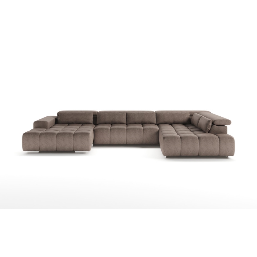 U-vormige hoekbank met hoofdsteunen TROPEA beige