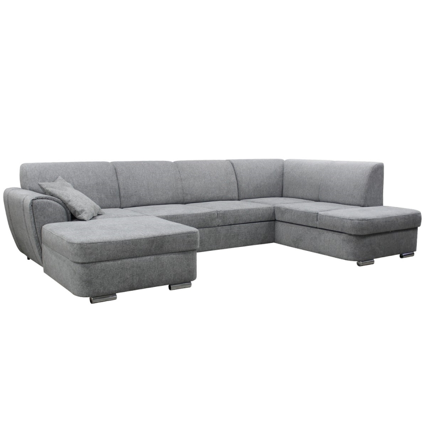 U-vormige hoekbank SERPA, met slaapfunctie en opbergruimte, rechts, grijs