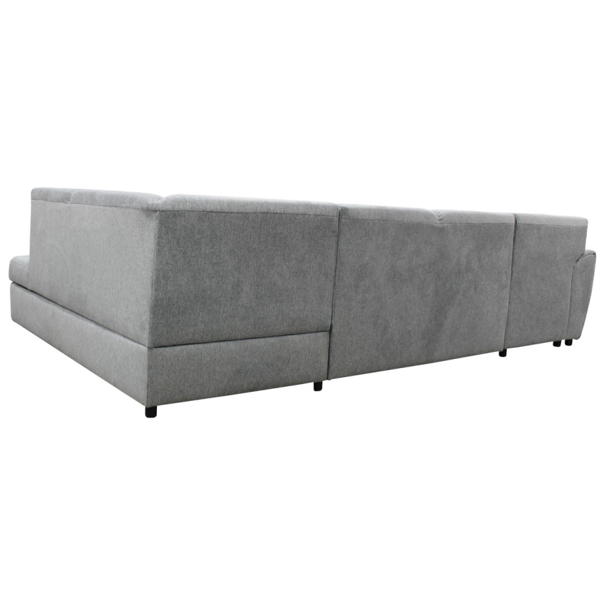 U-vormige hoekbank SERPA, met slaapfunctie en opbergruimte, rechts, grijs