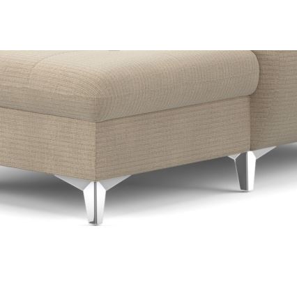 U-vormige opvouwbare hoekbank met opbergruimte CATANIA links beige