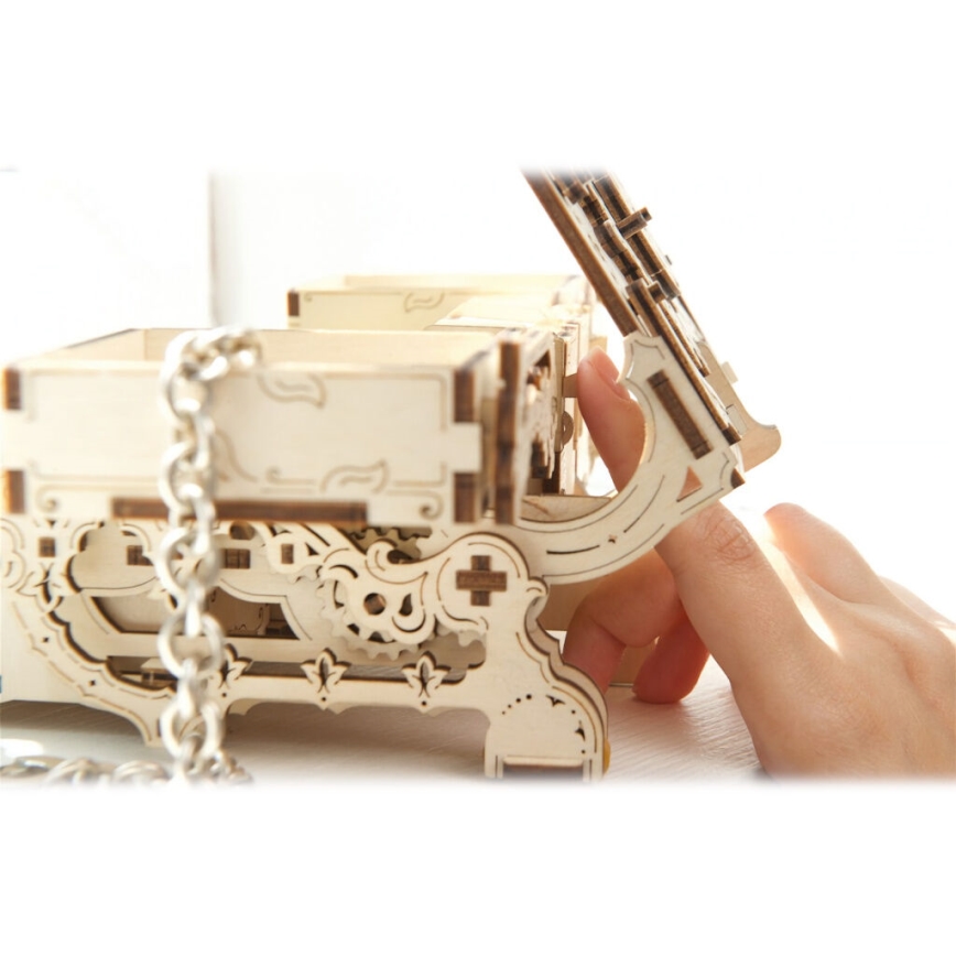 Ugears - 3D houten mechanische puzzel Antiek sieradendoosje