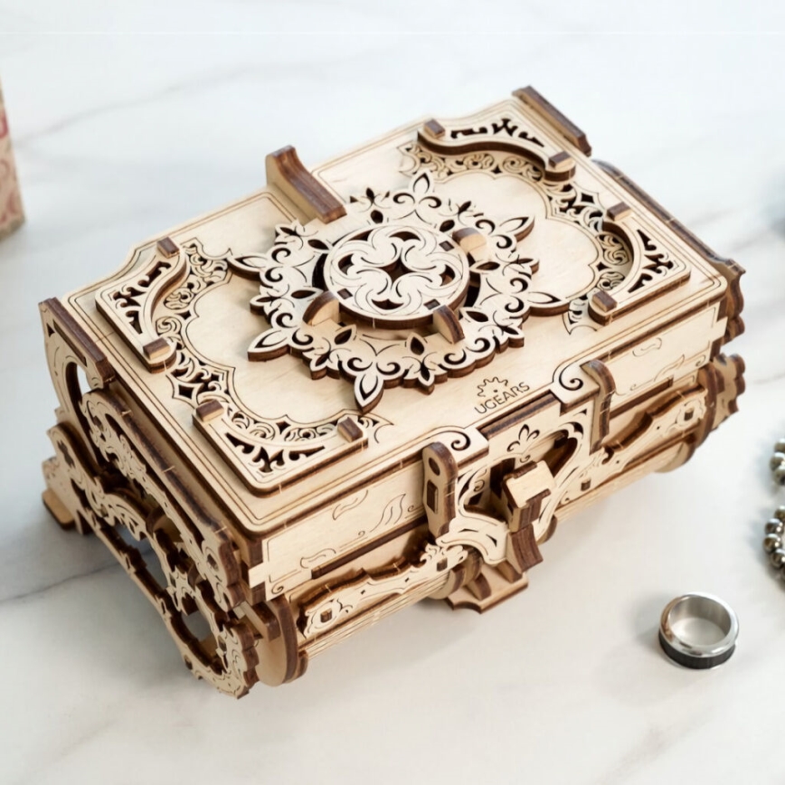 Ugears - 3D houten mechanische puzzel Antiek sieradendoosje