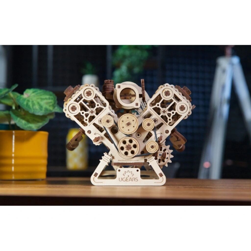 Ugears - 3D houten mechanische puzzel V8-motor