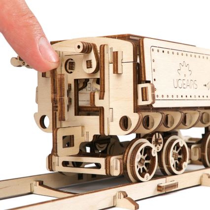 Ugears - Puzzle 3D mécanique en bois V-Express locomotive à vapeur avec tender