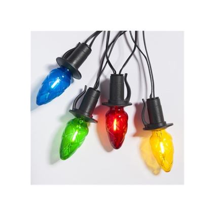 Uitbreidings-LED-lichtsnoer CONE FILAMENT 20xE10 14m multikleur/warm wit IP44, Gemaakt in Tsjechië