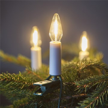 Uitbreidings-LED buiten kerstverlichting FELICIA FILAMENT 20xE10 14m helder/warmwit IP44, Gemaakt in Tsjechië