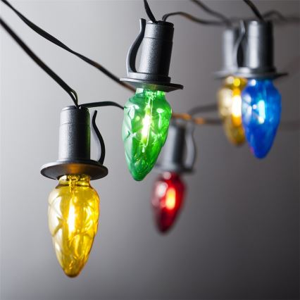 Uitbreidingsset LED-buitenslinger CONE FILAMENT 20xE10 14m gekleurd/warmwit IP44, Gemaakt in de EU
