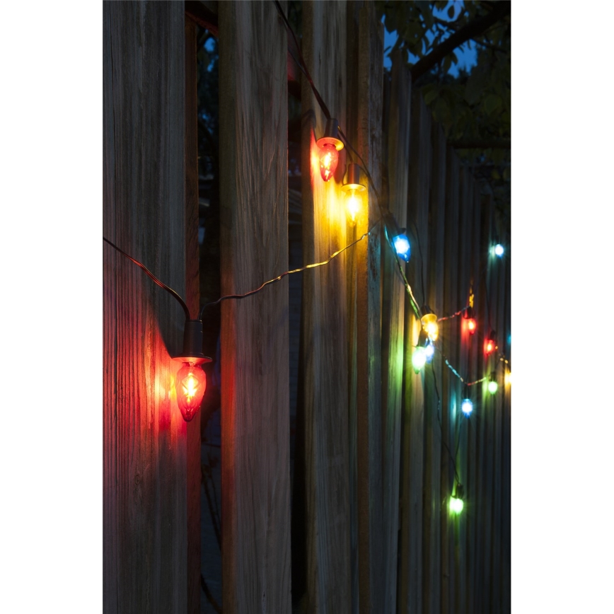 Uitbreidingsset LED-buitenslinger CONE FILAMENT 20xE10 14m gekleurd/warmwit IP44, Gemaakt in de EU