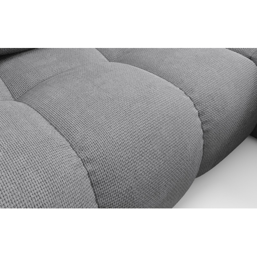 Uitschuifbare gestoffeerde L-hoekbank ALMADA met opbergruimte, rechts, grijs