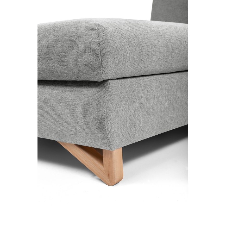 Comfortabele gestoffeerde L-vormige slaaphoekbank AVESTA met opbergruimte, linker opstelling, grijs