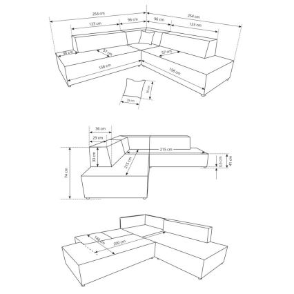 Uitklapbare hoekbank met opbergruimte in L-vorm TERAMO rechts beige