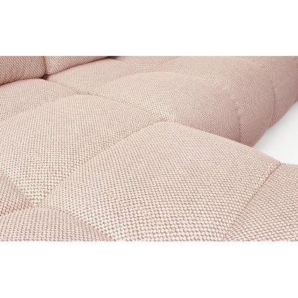 Comfortabele, gestoffeerde hoekbank ALMADA — uitklapbaar met opbergruimte, L-vorm, links, roze
