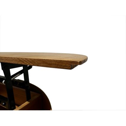 Uitklapbare salontafel met hefblad PURE Ø 80 cm eiken/zwart