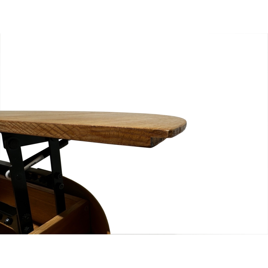 Uitklapbare salontafel met hefblad PURE Ø 80 cm eiken/zwart