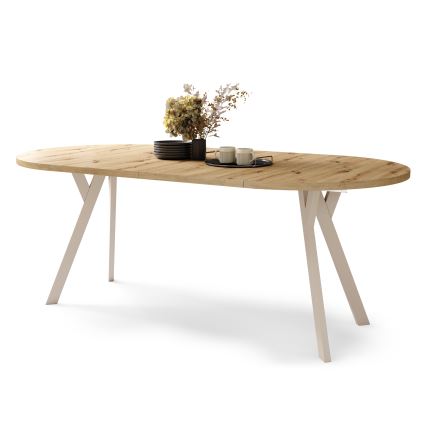 Uitschuifbare eettafel ARTUR artisan eiken/beige