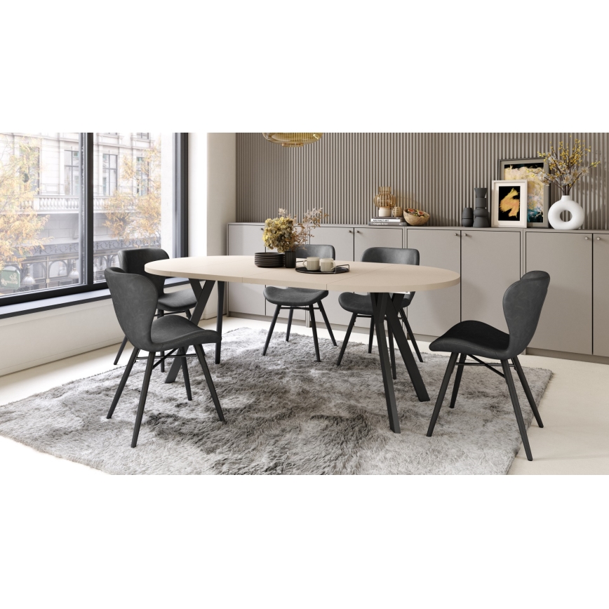Uitschuifbare eettafel ARTUR beige/zwart