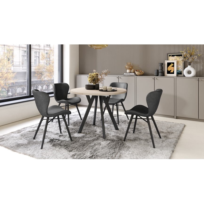 Uitschuifbare eettafel ARTUR beige/zwart