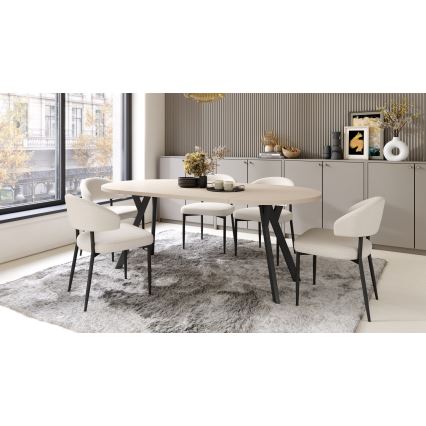 Uitschuifbare eettafel ARTUR beige/zwart