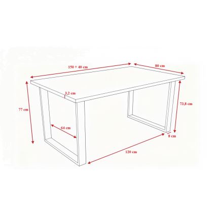 Uitschuifbare eettafel COLIN eiken