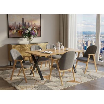 Uitschuifbare eettafel DOMO 150/190x80 cm craft eiken/zwart