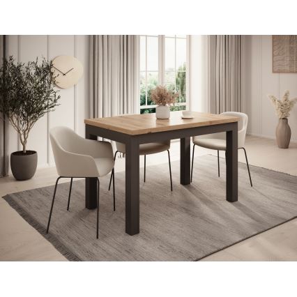 Uitschuifbare eettafel DOO 120/160x75 cm artisan eiken/zwart