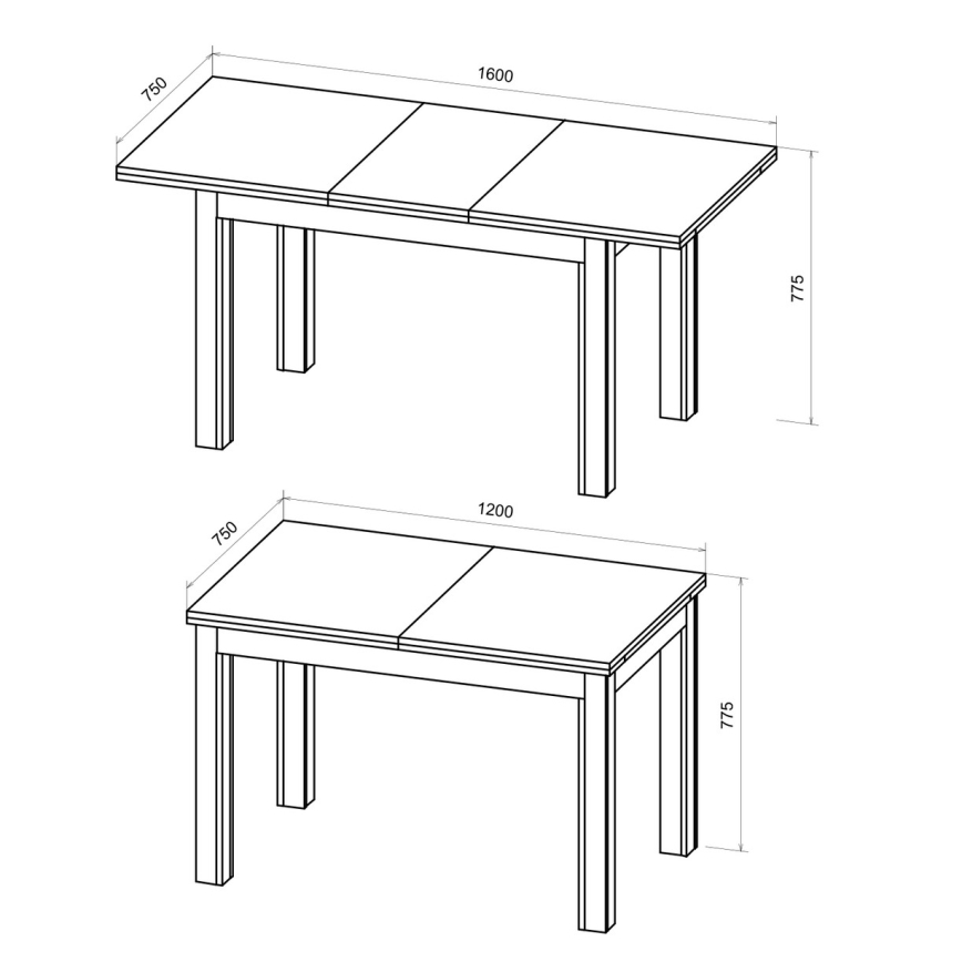 Uitschuifbare eettafel DOO 120/160x75 cm artisan eiken/zwart