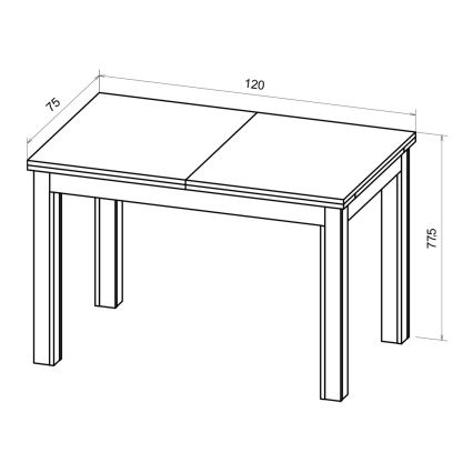 Uitschuifbare eettafel DOO 120/160x75 cm dub craft/zwart